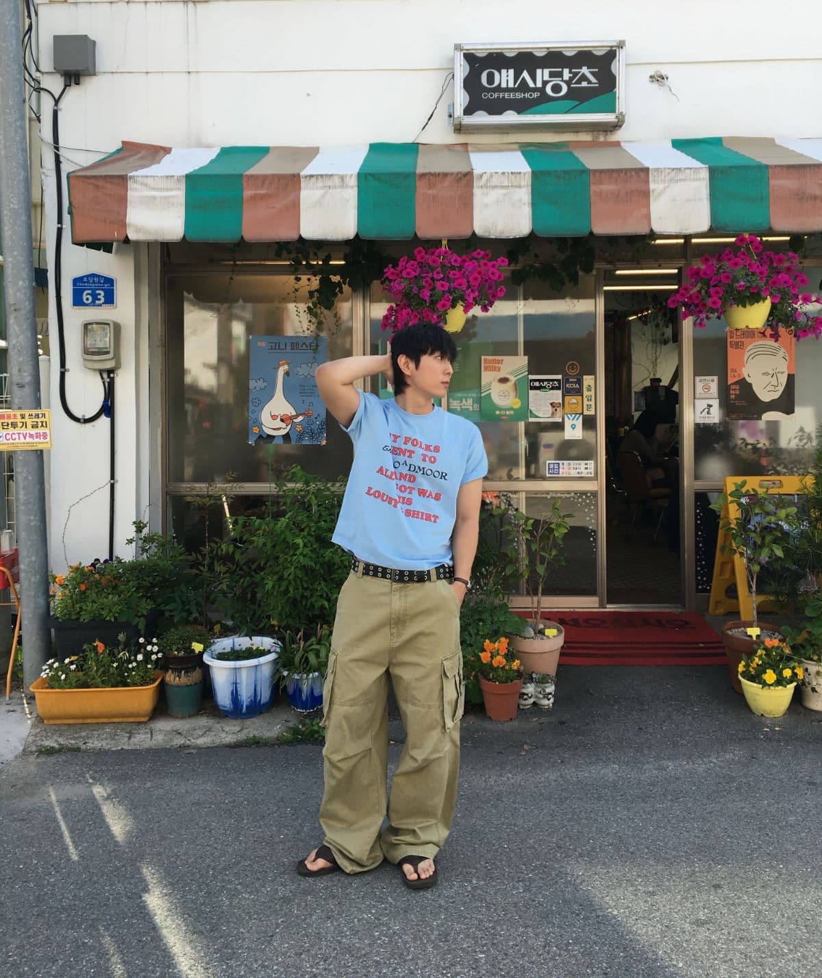 Rouge Vintage Lettering Short Sleeve T-shirt - Men's Crop 20-Count Layered Cotton Ranking Popular Unisex - 이미지 5