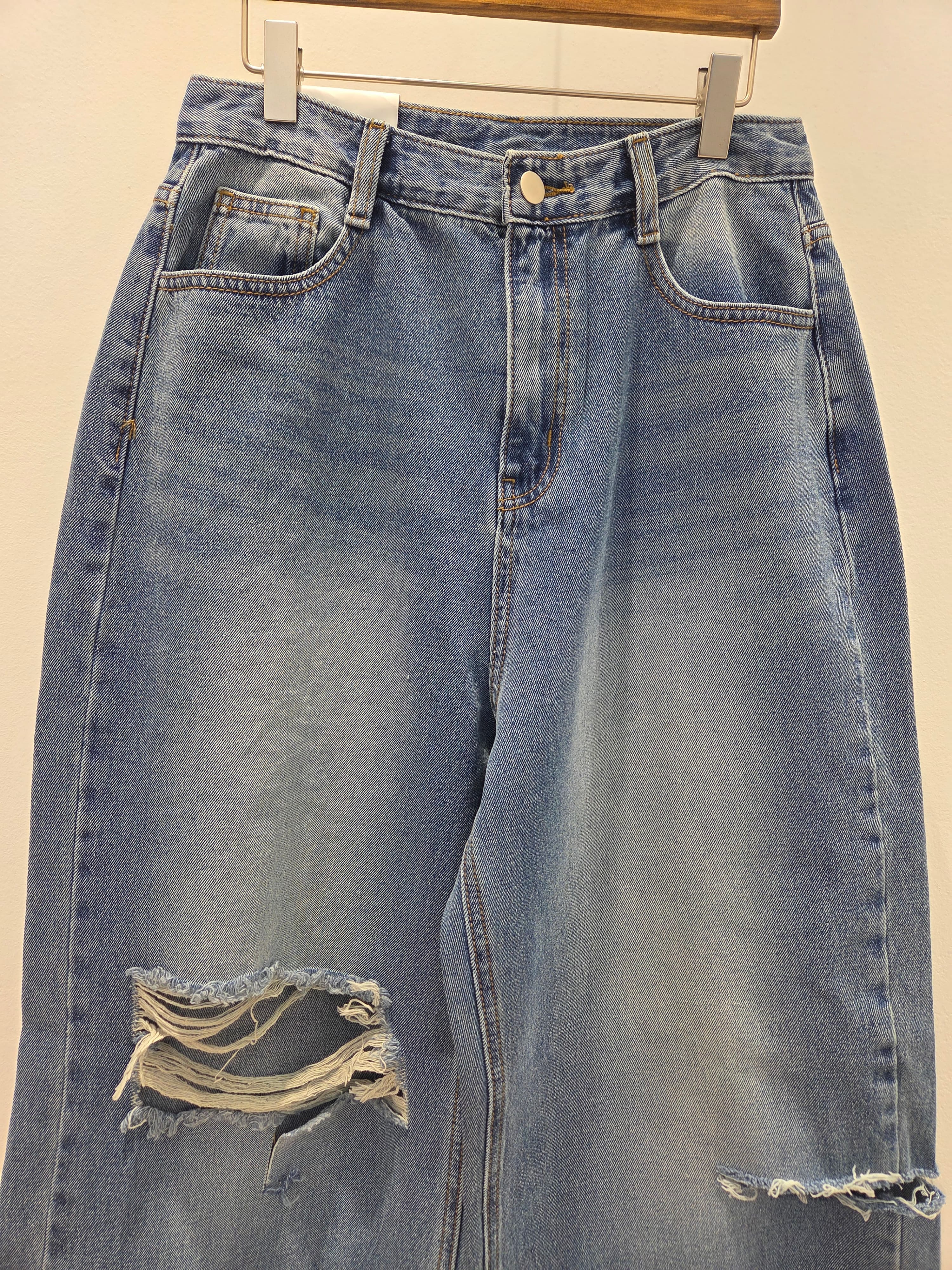 New straight-fit jeans, denim wide-leg pants, trousers, vintage, Y2K summer pants, secondhand - 이미지 6