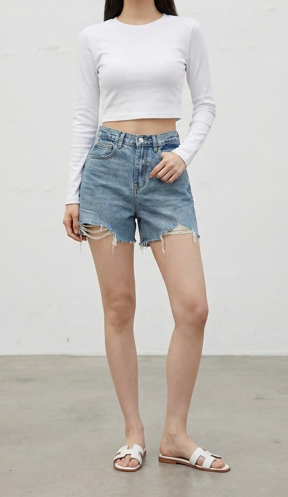 청반바지 청바지 반바지 구제데님 빈티지 Y2K 연청 데님 여름구제 신상 - 이미지 5