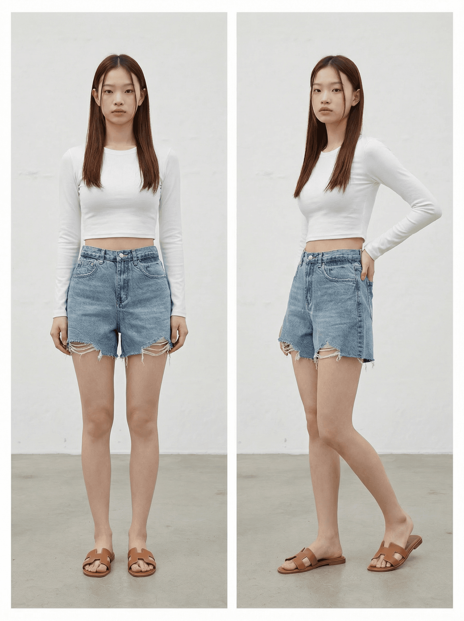 청반바지 청바지 반바지 구제데님 빈티지 Y2K 연청 데님 여름구제 신상 - 이미지 4