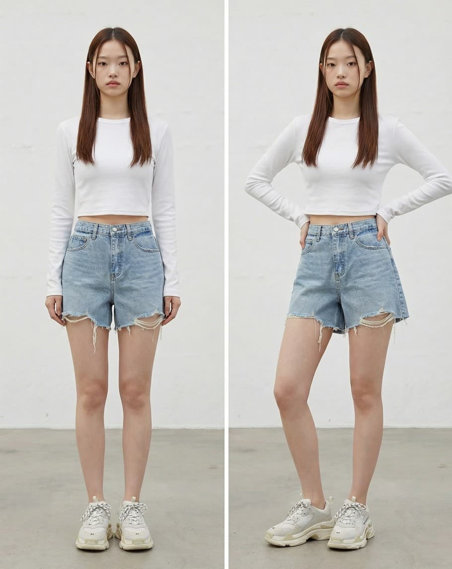 Light wash shorts, shorts, denim shorts, vintage shorts, Y2K, new summer arrivals - 이미지 4