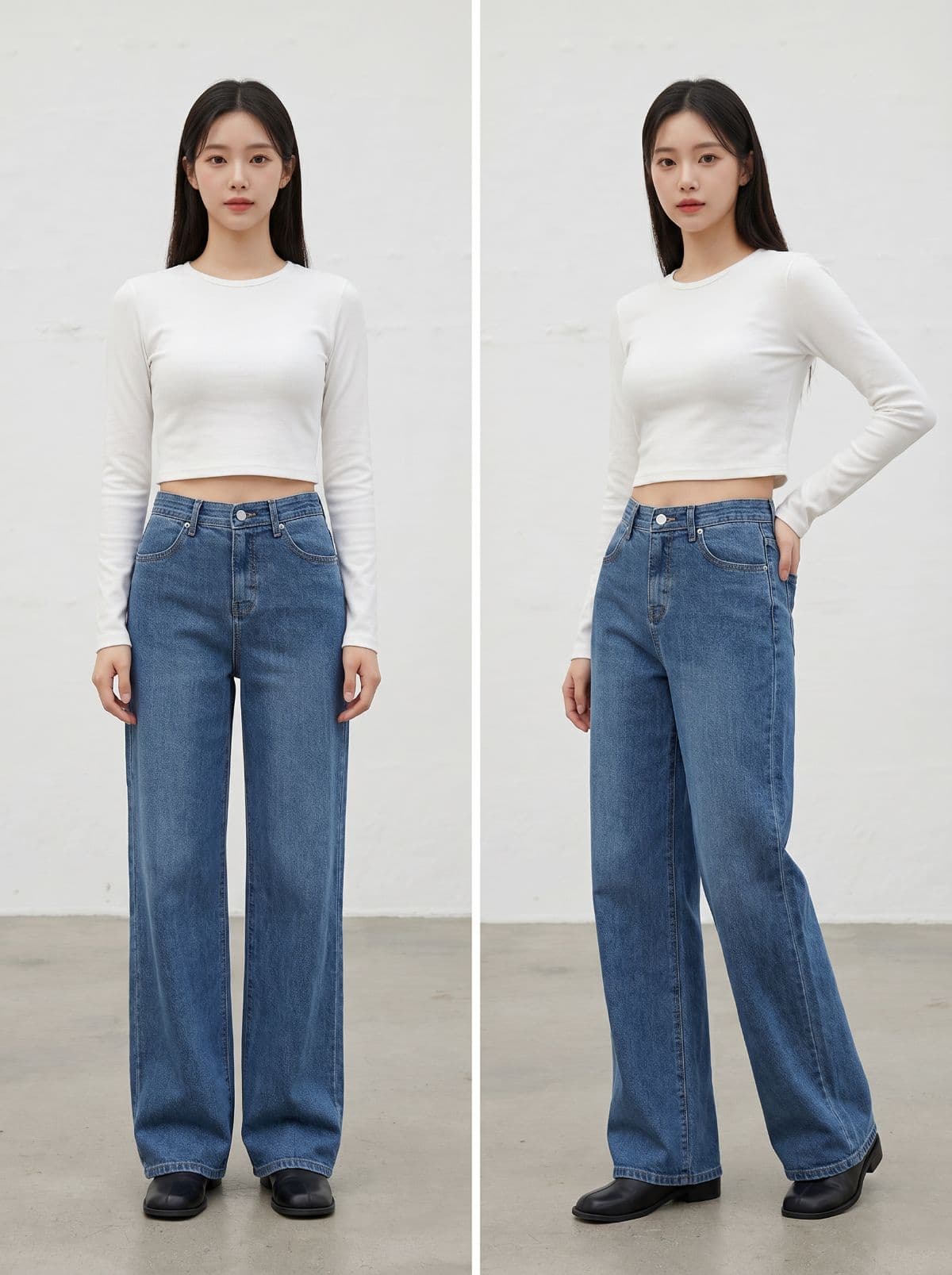 Elastic spandex jeans, denim elastic band, straight wide, wide pants, summer pants, spandex pants, spandex trousers - 이미지 7