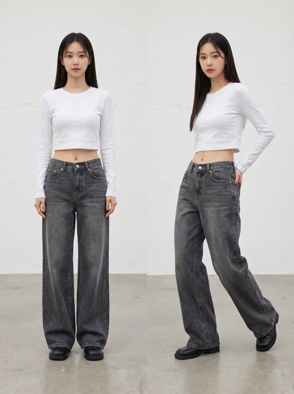 New Arrival Dark Blue Jeans Black Denim Bio-washed Straight Wide Wide Wide Denim Big Size - 이미지 5