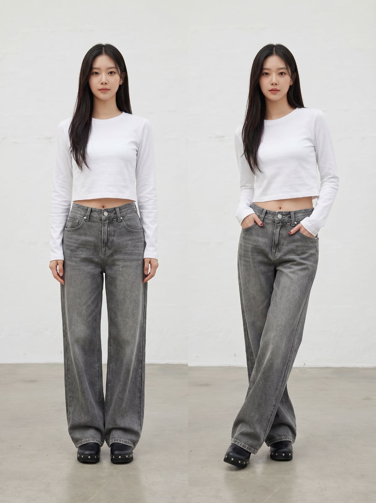 New Arrival Dark Blue Jeans Black Denim Bio-washed Straight Wide Wide Wide Denim Big Size - 이미지 1