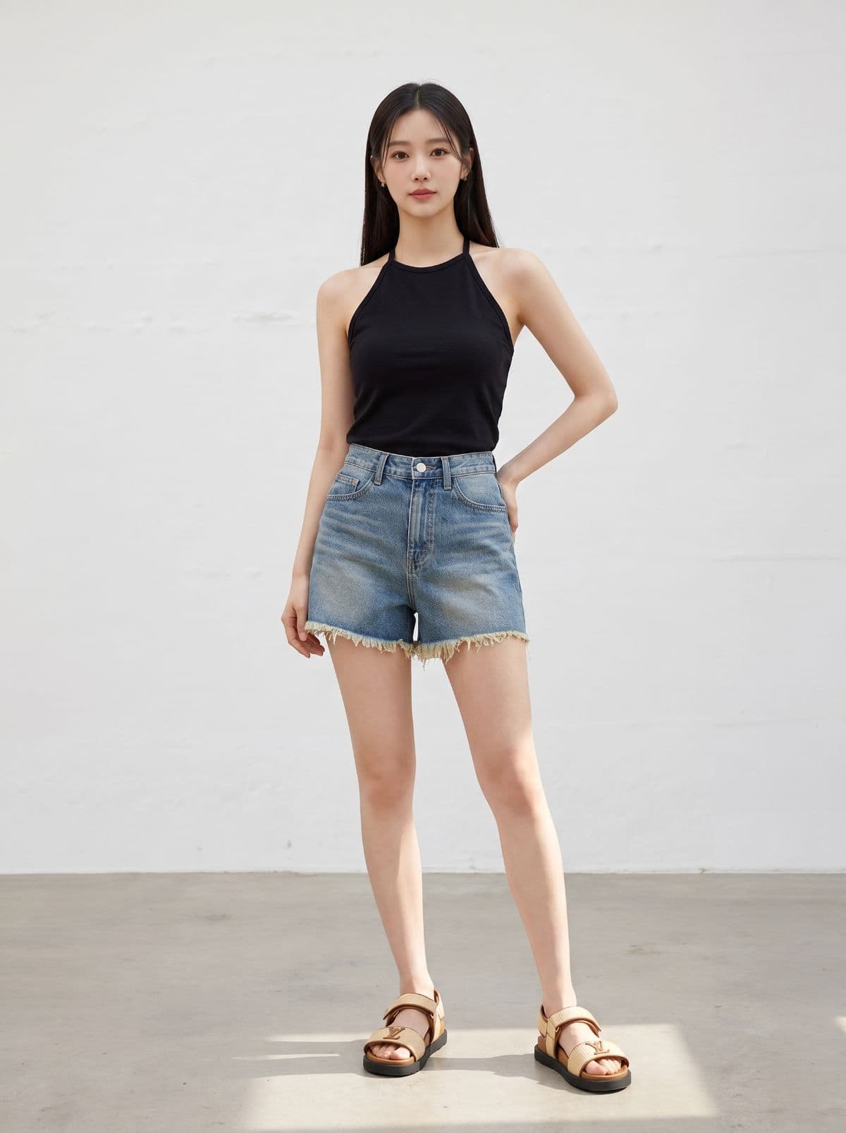 Denim pants, denim shorts, high-waisted shorts, denim shorts, shorts, denim shorts, Y2K vintage, second-hand shorts - 이미지 4