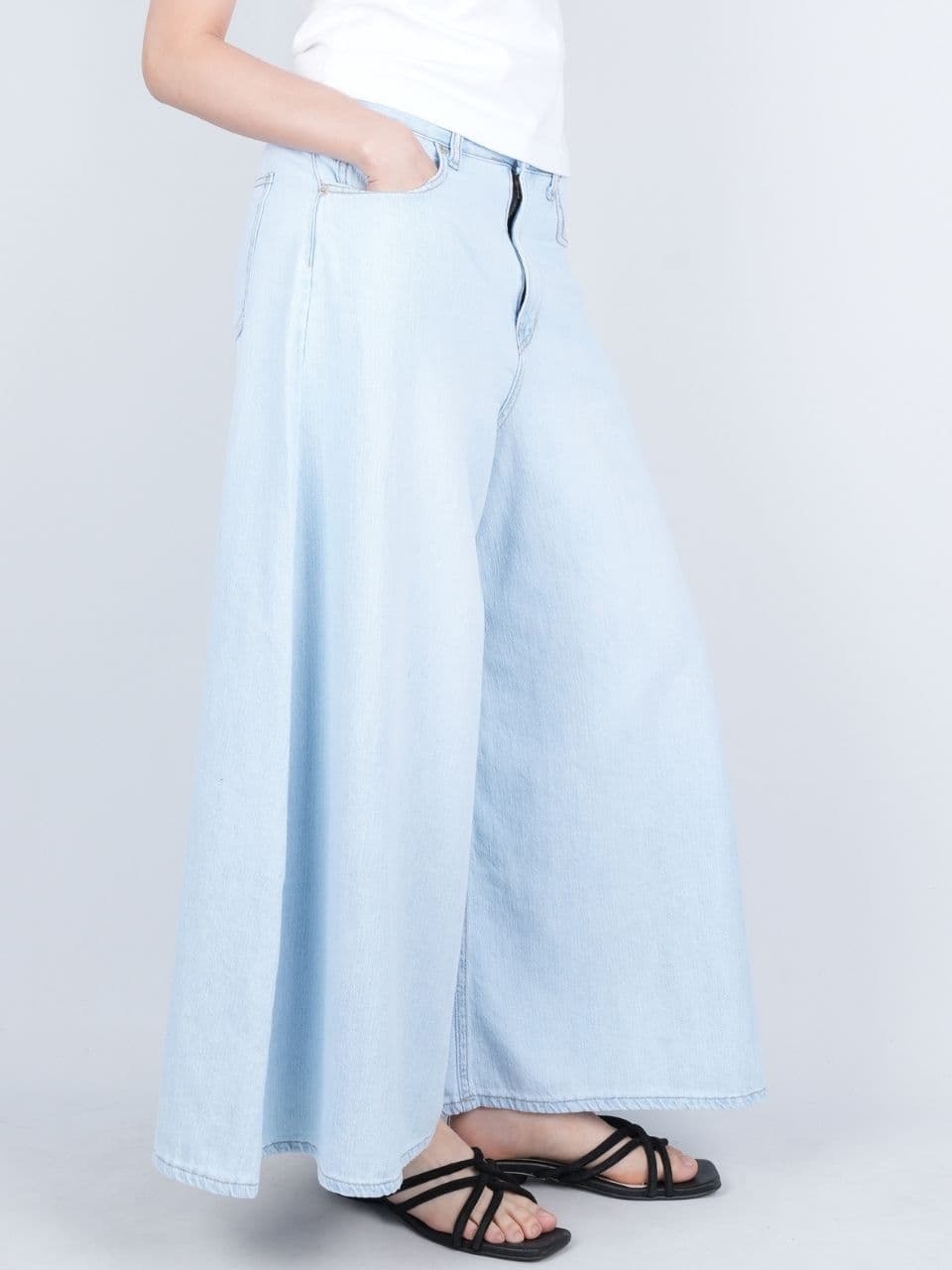 Culottes, skirt pants, skirt pants, linen denim, summer jeans, delicate fit, wide pants, wide denim - 이미지 1