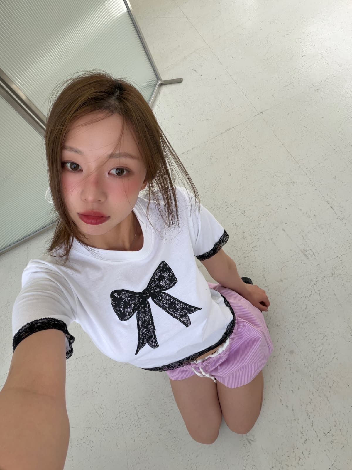 Ribbon short-sleeve T-shirt - 이미지 8
