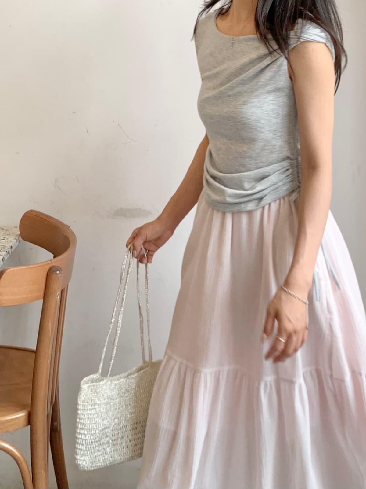 Tiered Yoru Long Skirt (New Summer Long Lace Elastic Tiered Skirt Delicate Look Balletcore - 이미지 5
