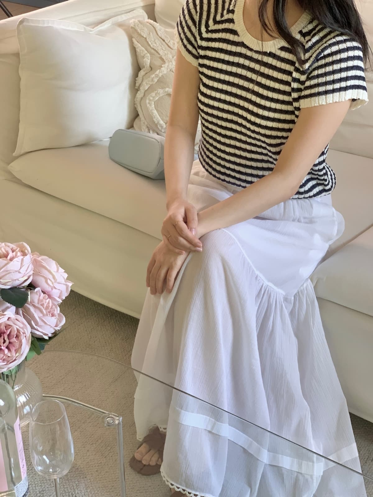 Tiered Yoru Long Skirt (New Summer Long Lace Elastic Tiered Skirt Delicate Look Balletcore - 이미지 11