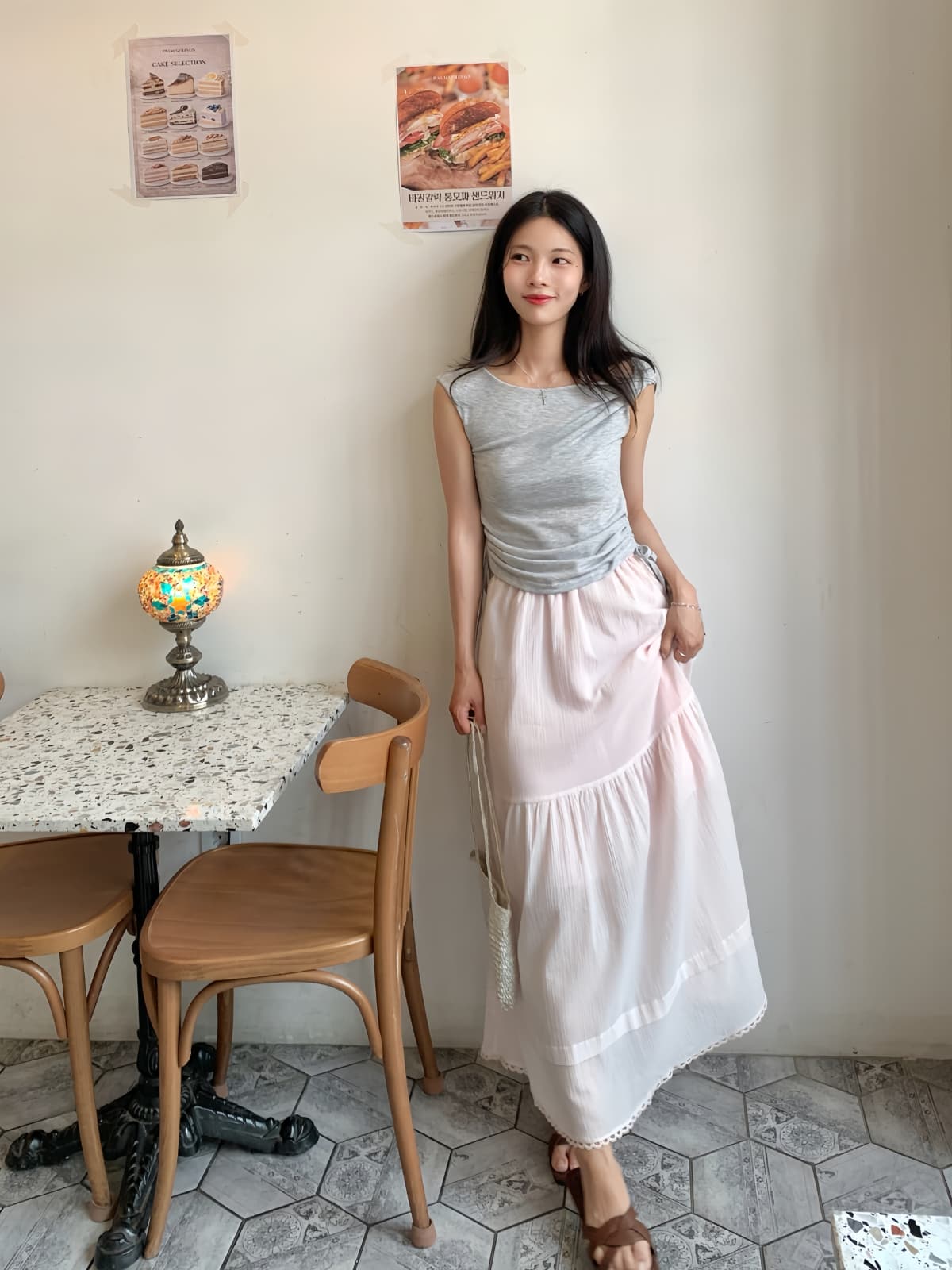 Tiered Yoru Long Skirt (New Summer Long Lace Elastic Tiered Skirt Delicate Look Balletcore - 이미지 3