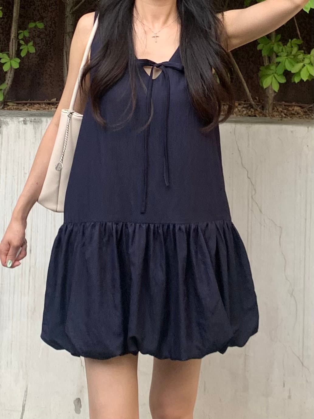 Balloon Mini Sleeveless Dress ( New Summer Sleeveless Ribbon V-Neck Delicate Fit Dress - 이미지 18