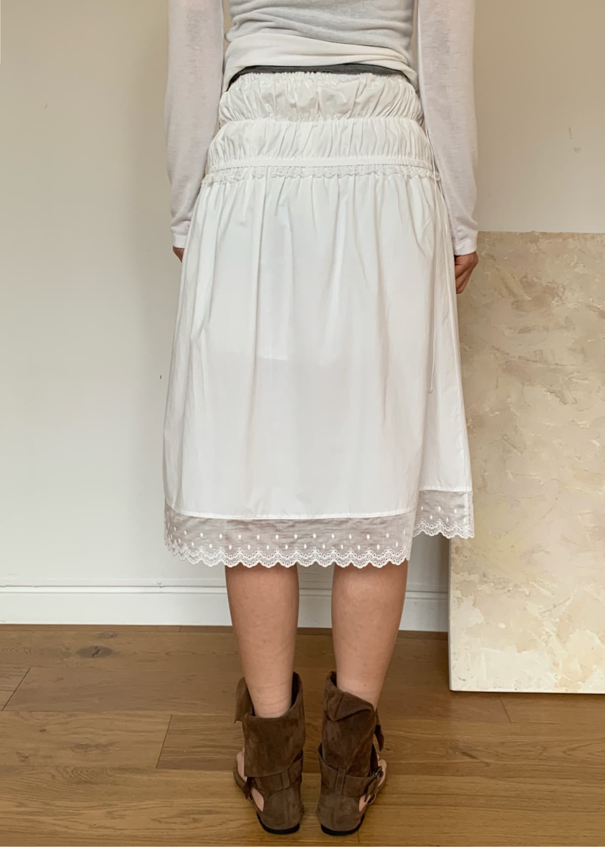 Shirred lace skirt - 이미지 6