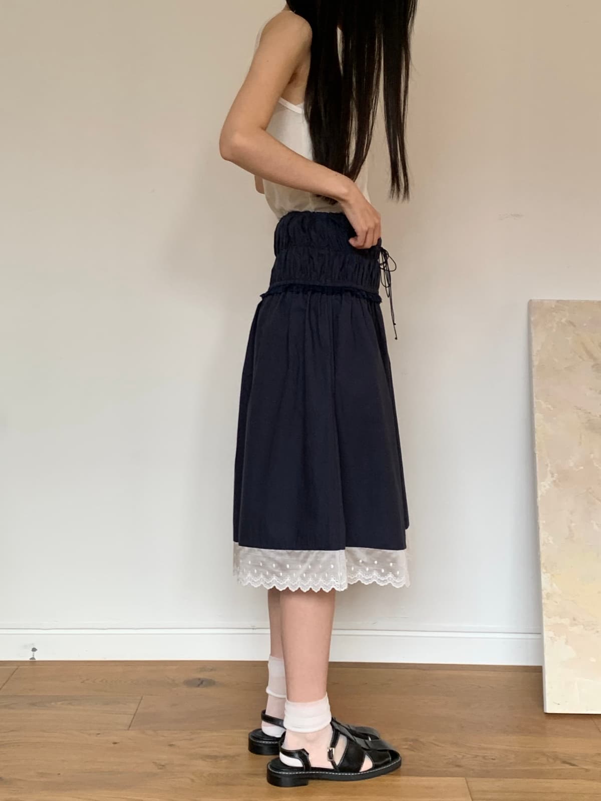 Shirred lace skirt - 이미지 11