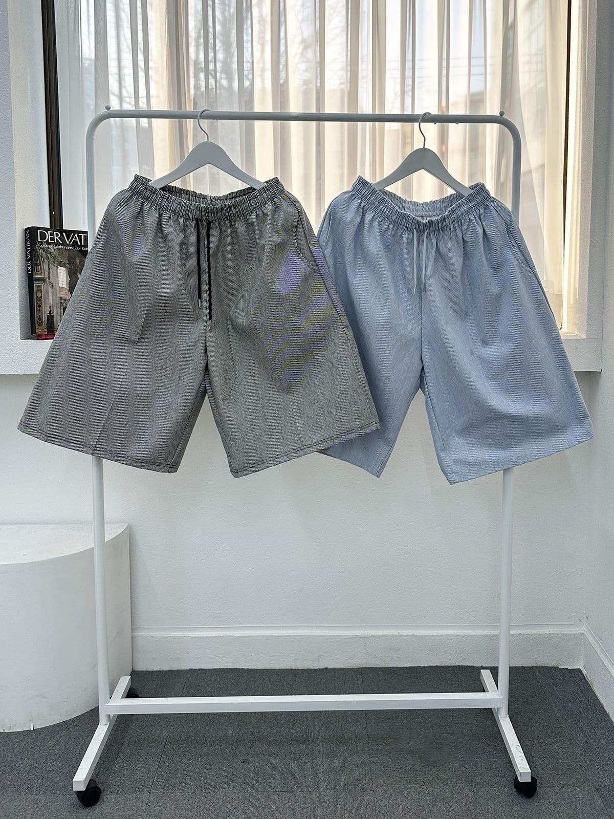 Striped Bermuda, Carpenter, Knee-length, Pants, Summer, Shorts, Available as Set - 이미지 1
