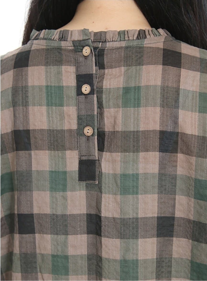 Linen check dress (waterproof) - 이미지 2