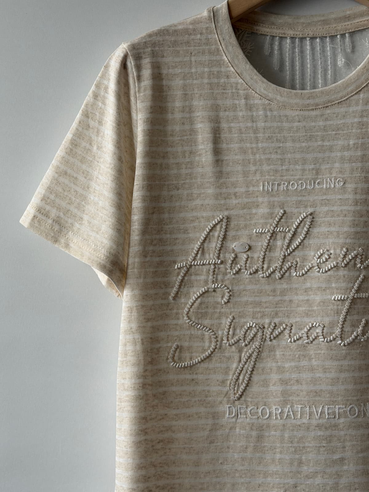 Lace-back style T-shirt) Striped short-sleeve T-shirt - 이미지 9