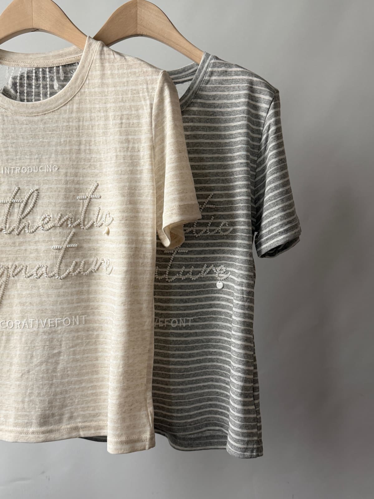 Lace-back style T-shirt) Striped short-sleeve T-shirt - 이미지 19