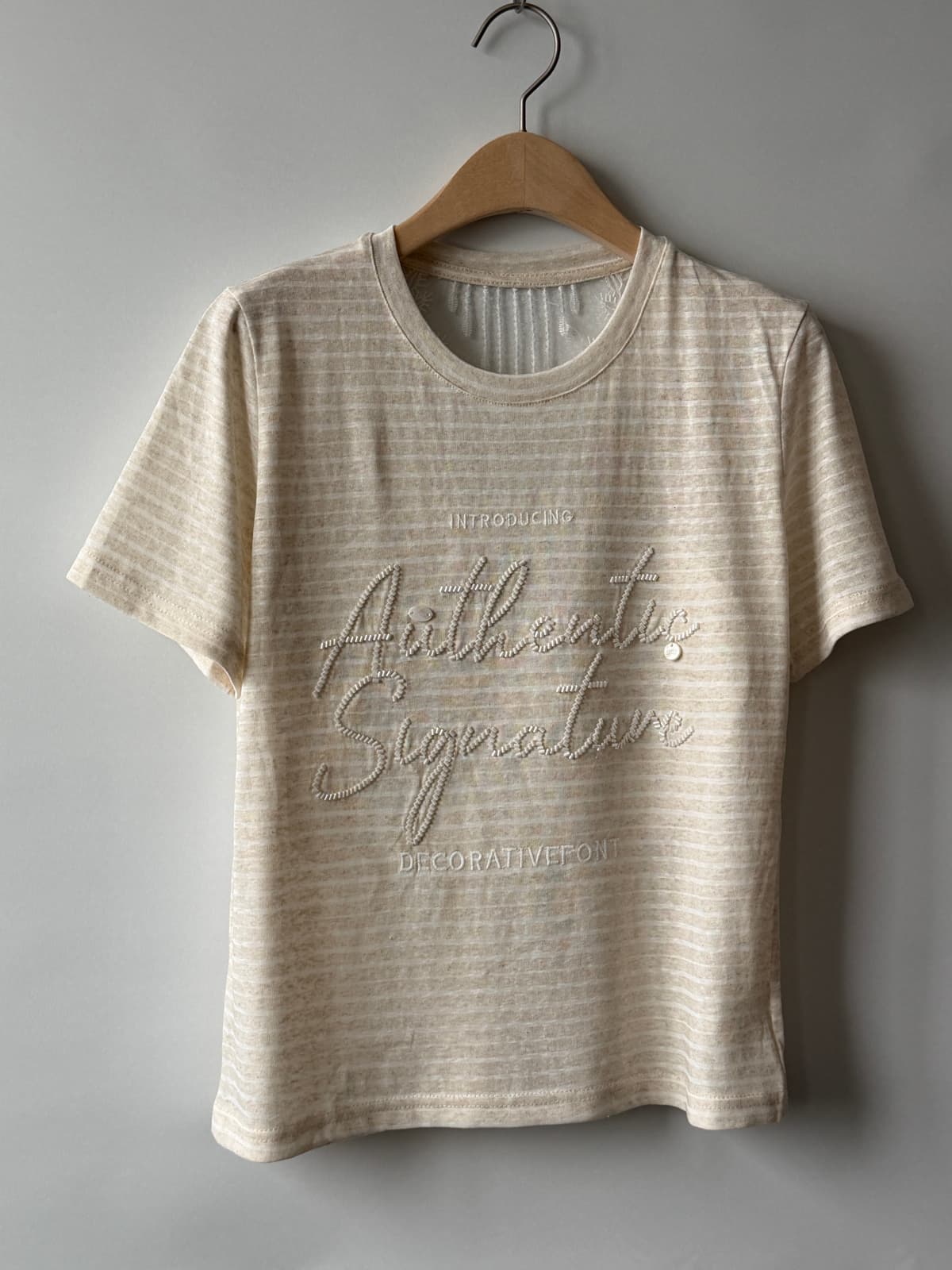 Lace-back style T-shirt) Striped short-sleeve T-shirt - 이미지 10