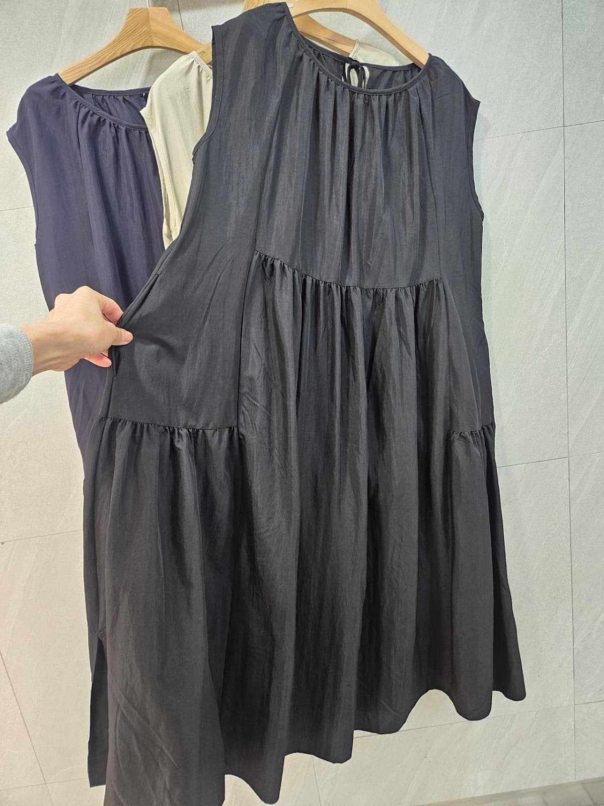 2-tiered pleated long dress - 이미지 15