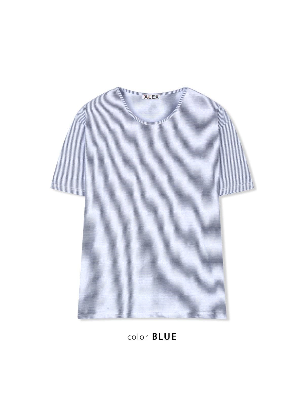 Striped U-neck short sleeve - 이미지 2