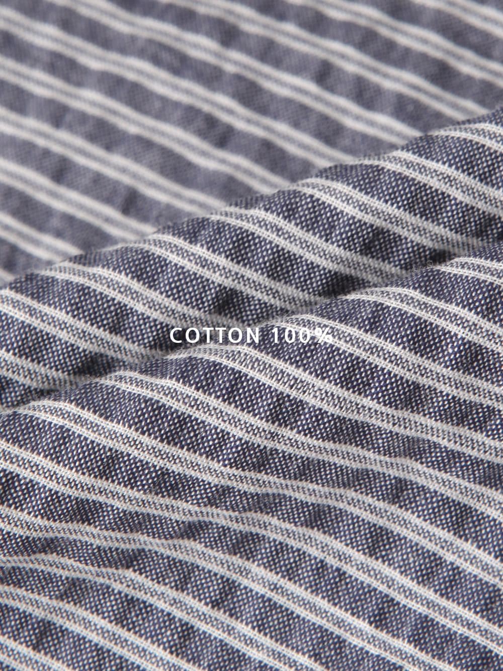 Striped short-sleeve zip-up shirt - 이미지 9