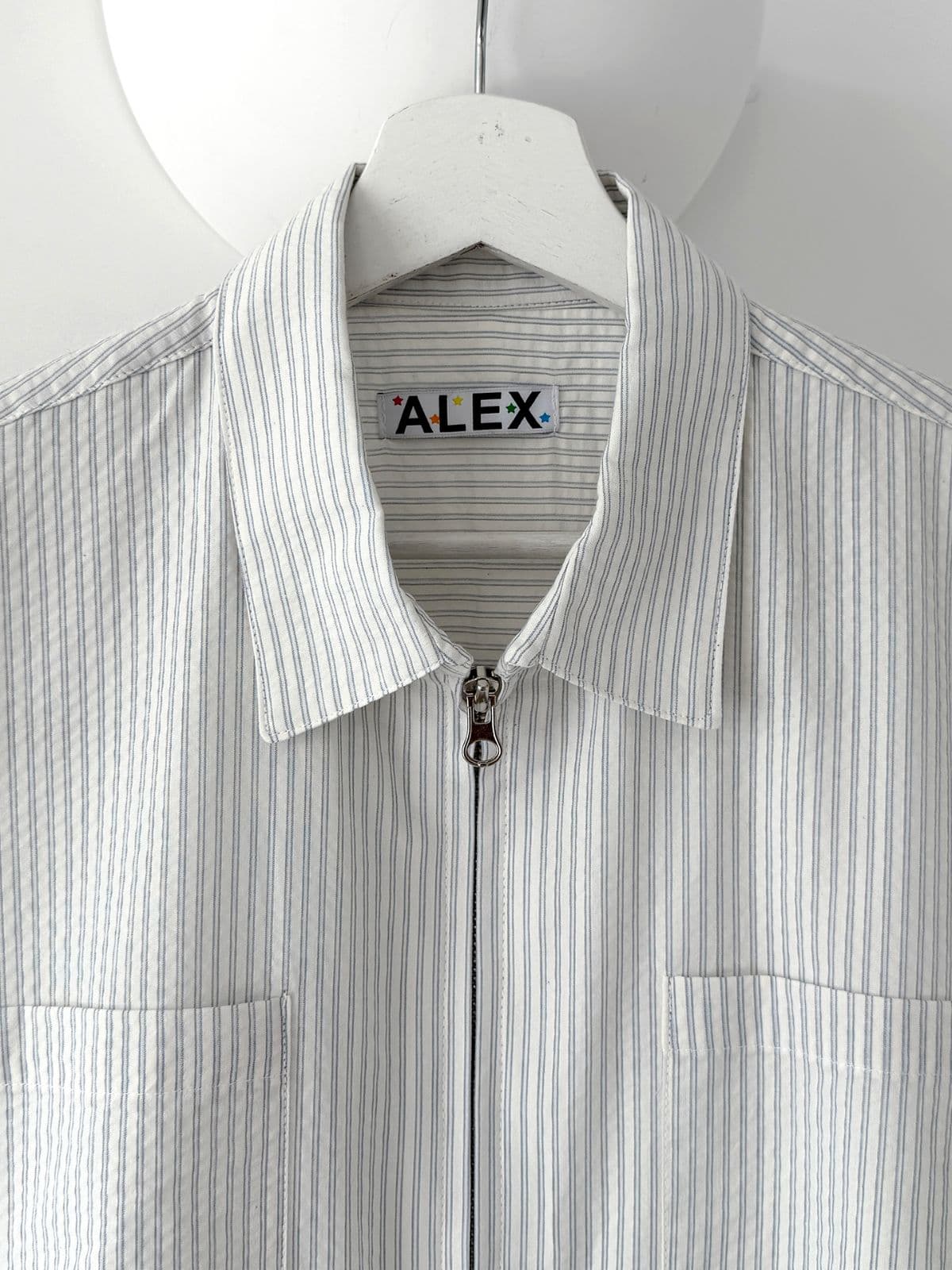 Striped cropped zip-up shirt - 이미지 17