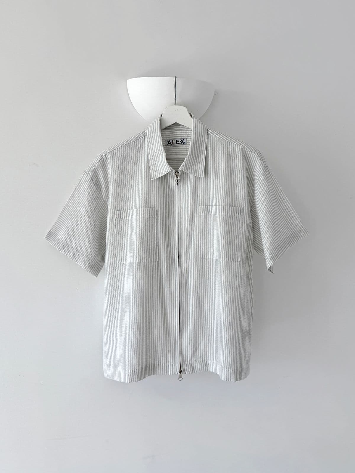 Striped cropped zip-up shirt - 이미지 16
