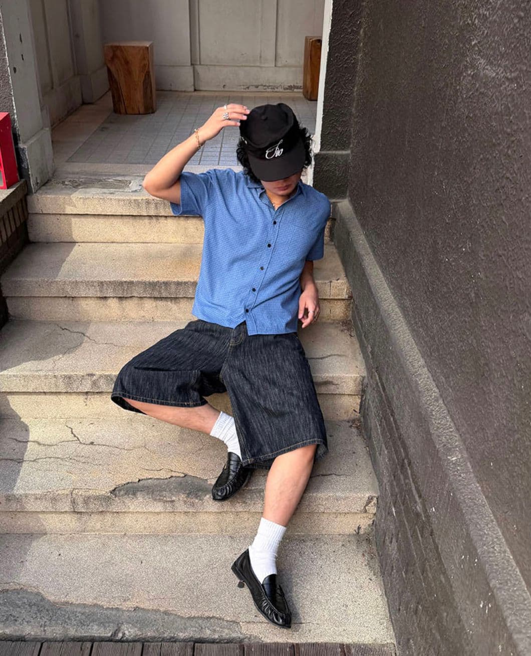 Checked cropped short-sleeve shirt - 이미지 3