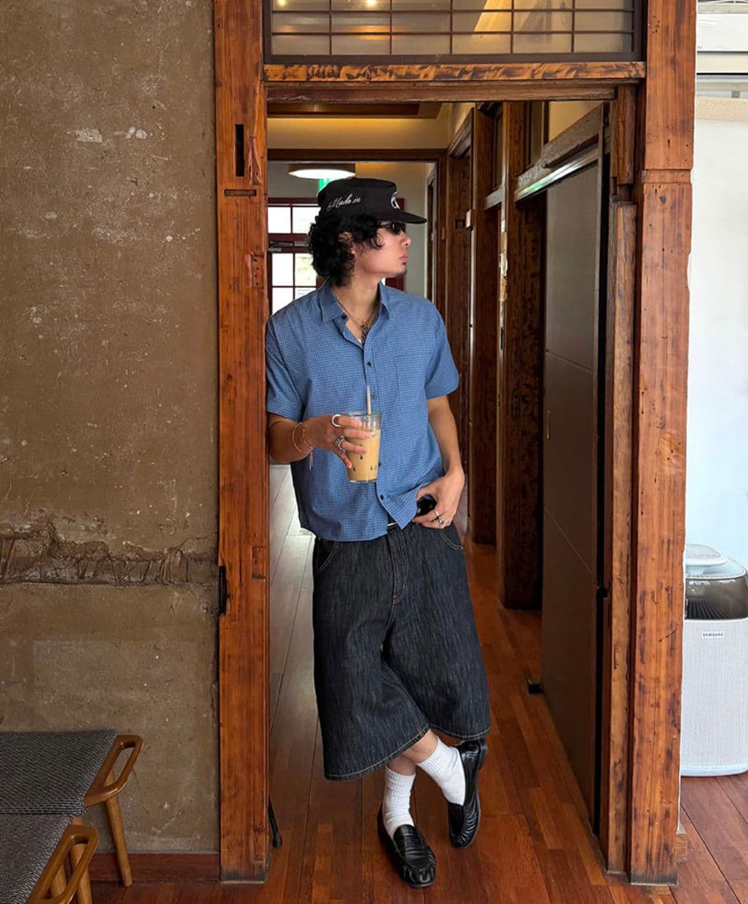 Checked cropped short-sleeve shirt - 이미지 7