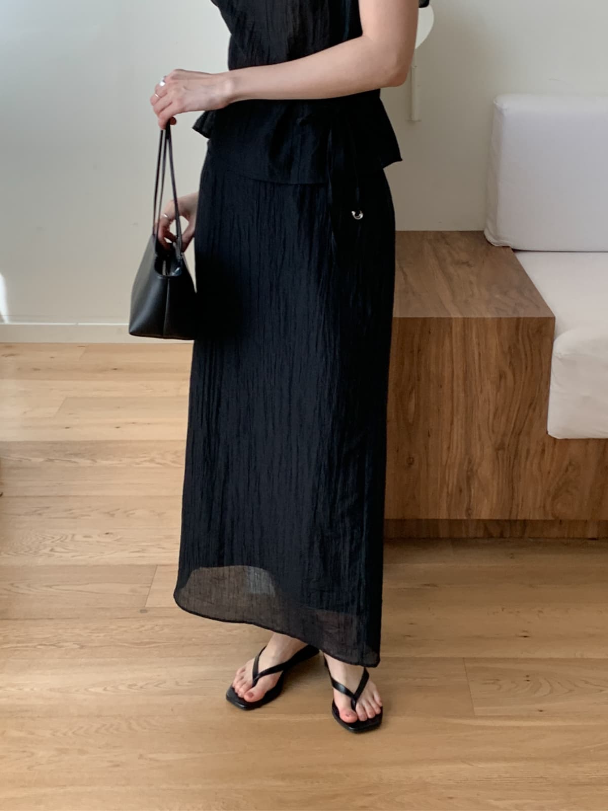 Rev skirt set Tencel layered summer organza long skirt - 이미지 5