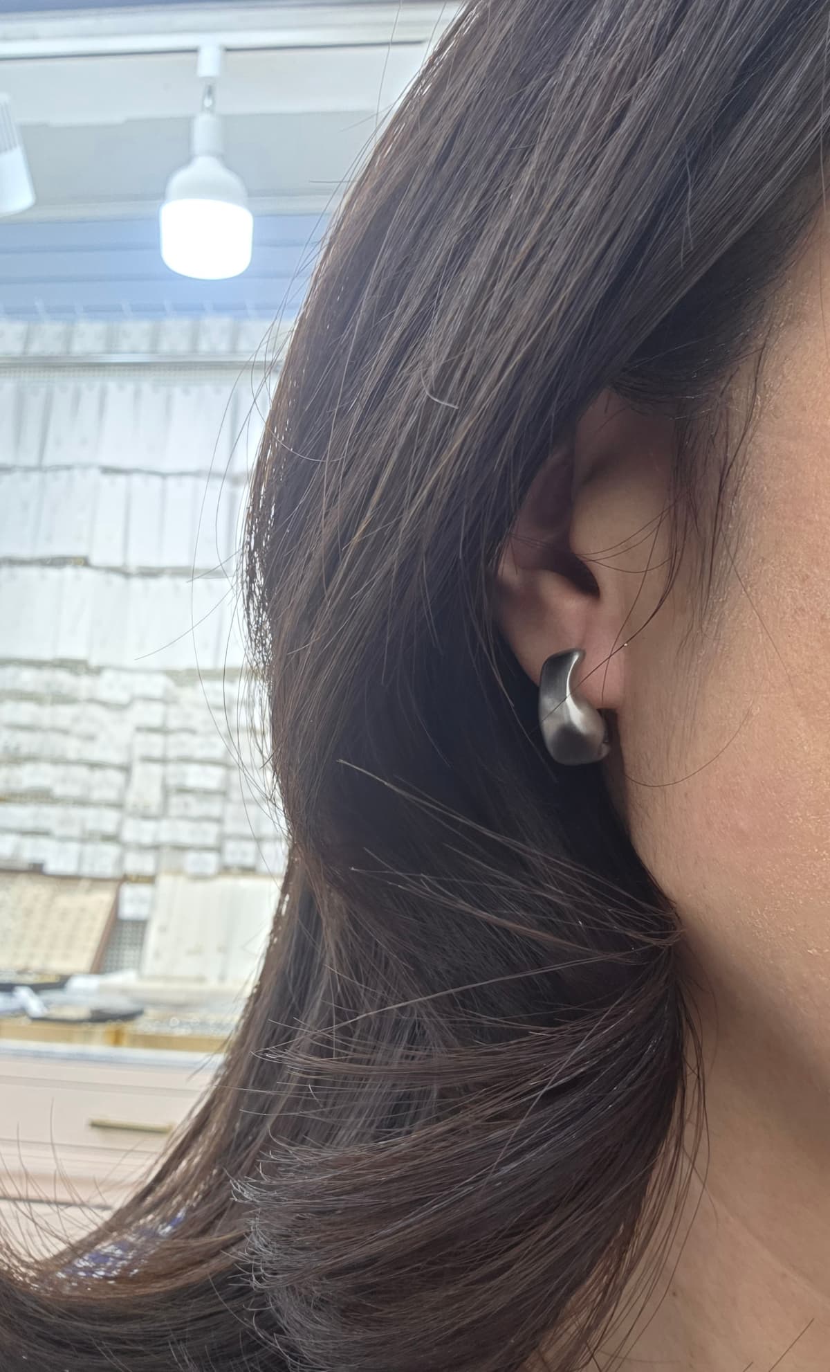 Stainless steel wave bold ring steel earrings - 이미지 2