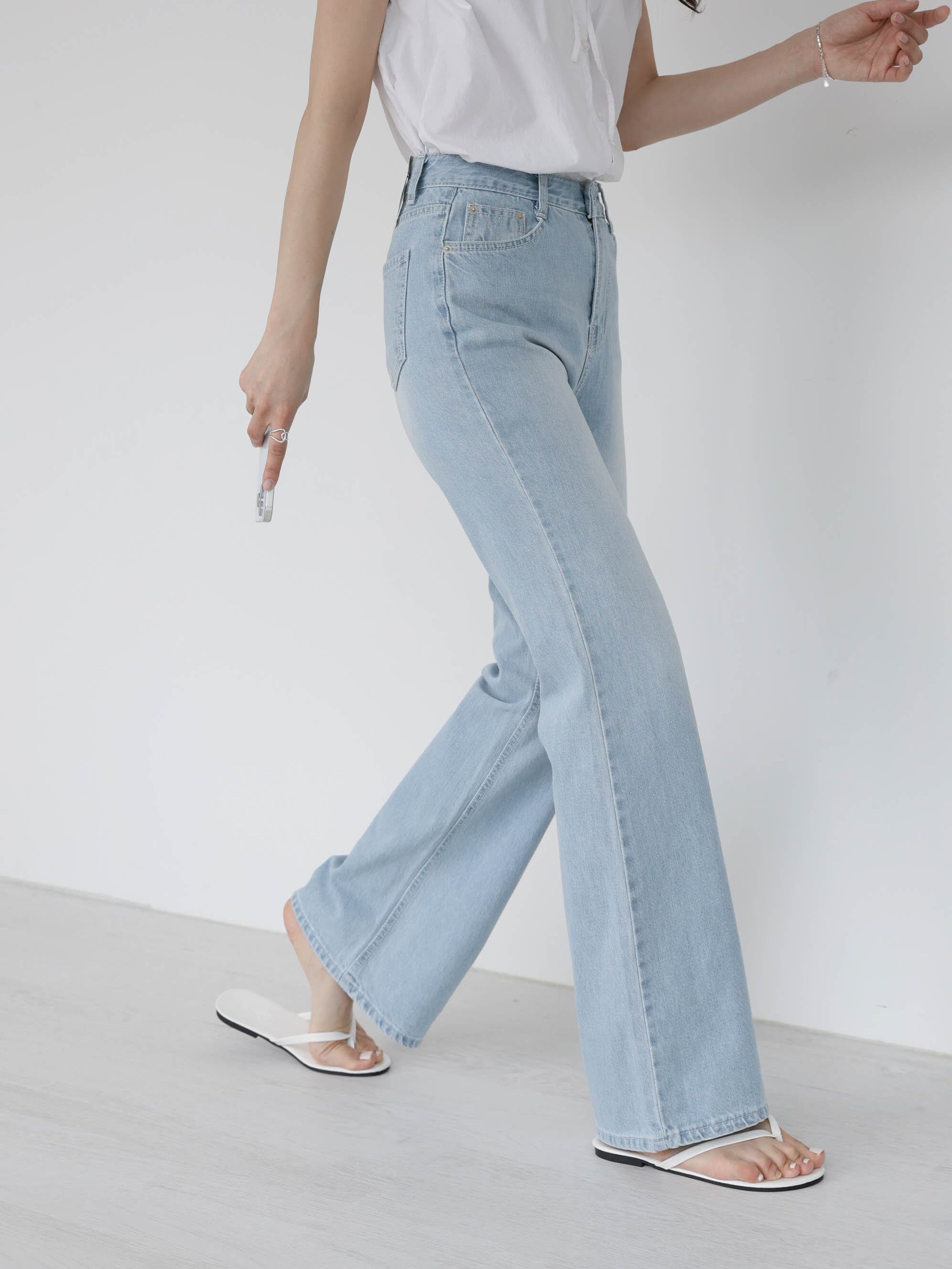 208 Bootcut) White Stitch Summer Denim Jeans - 이미지 3