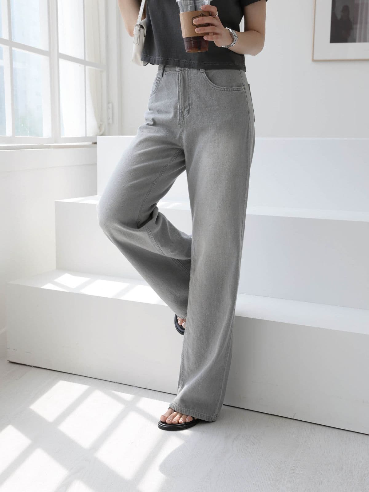 207 Gray Wide) Summer Wide Denim Gray Wash - 이미지 2