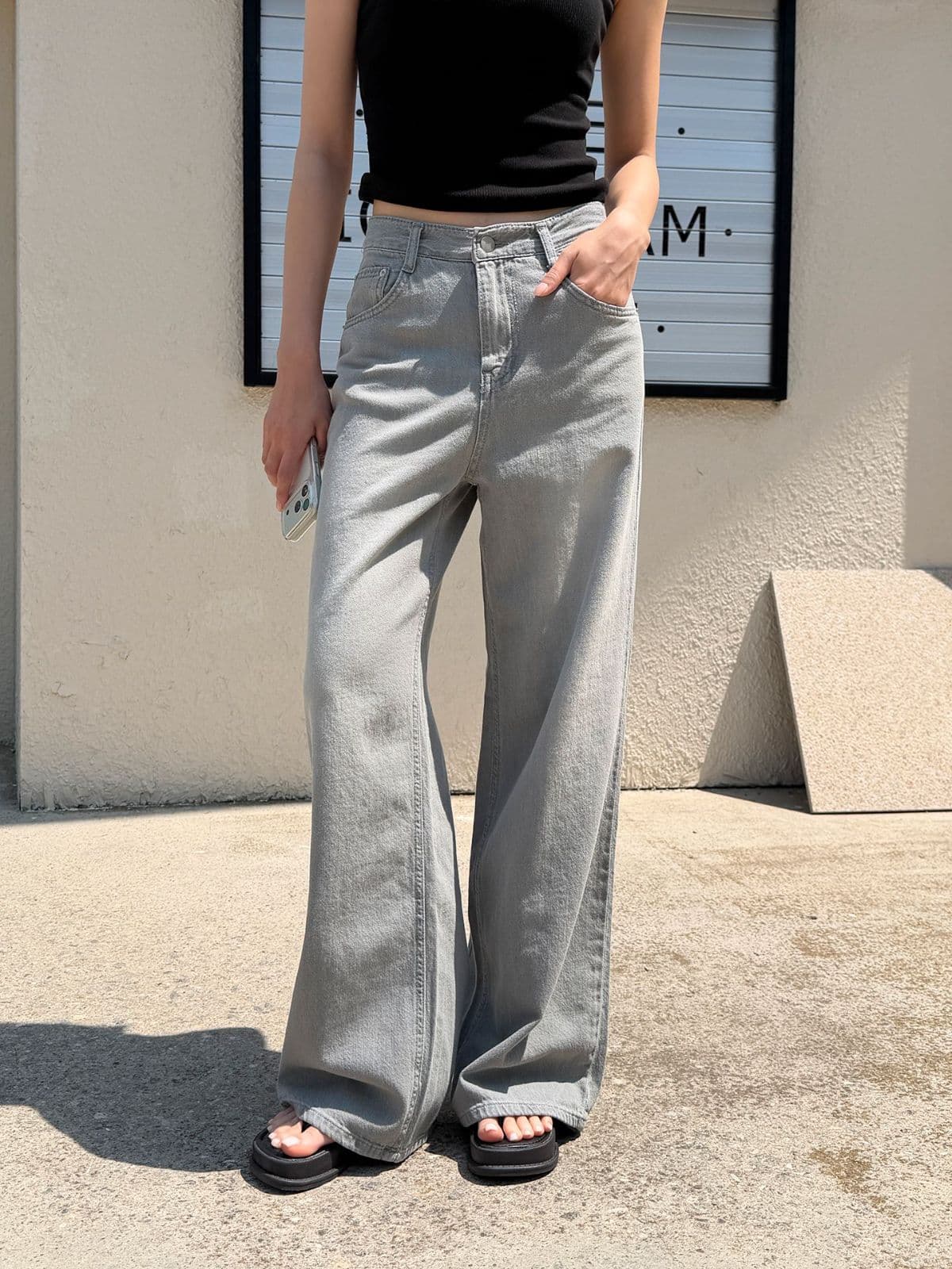 207 Gray Wide) Summer Wide Denim Gray Wash - 이미지 1