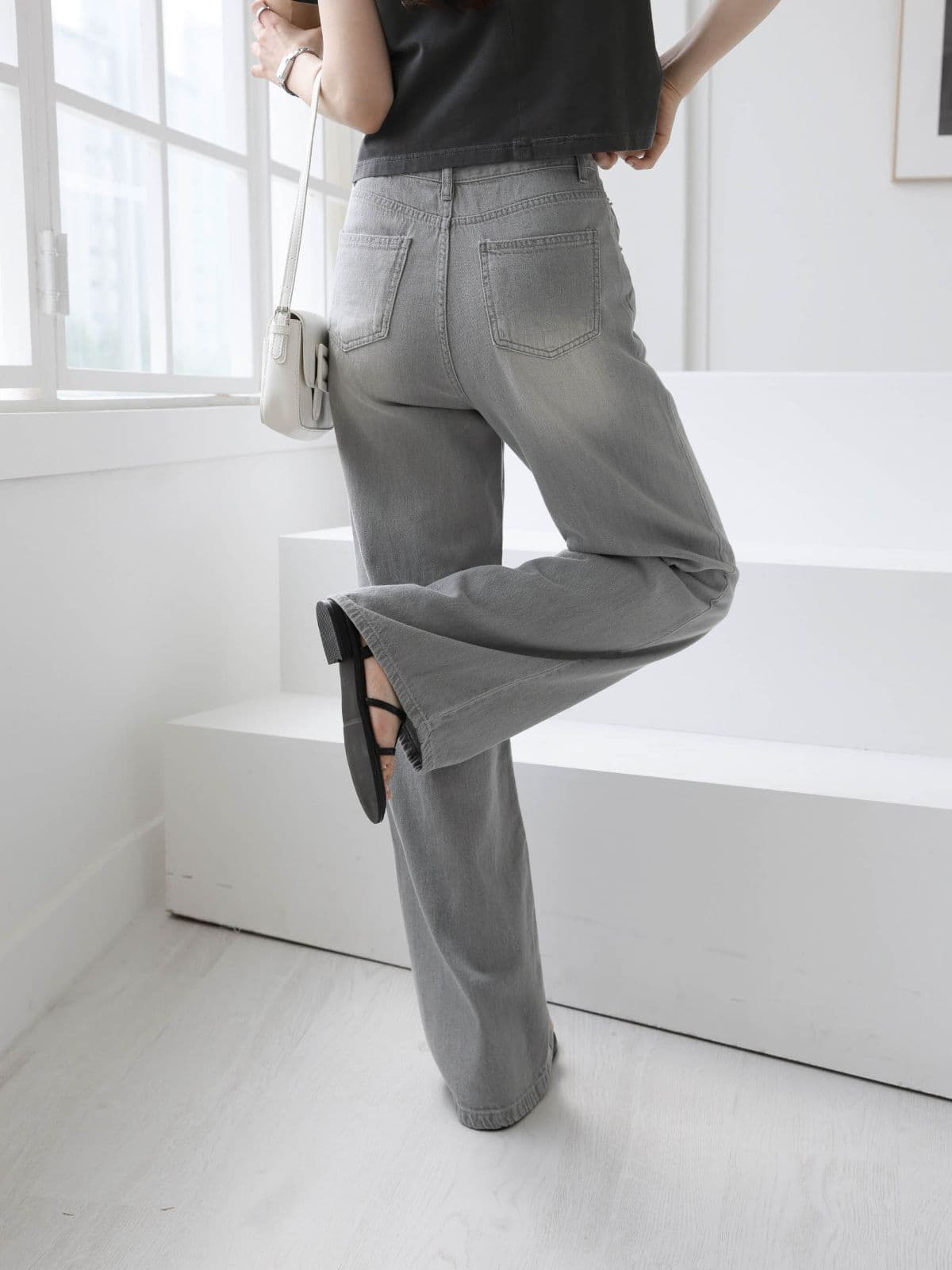 207 Gray Wide) Summer Wide Denim Gray Wash - 이미지 4