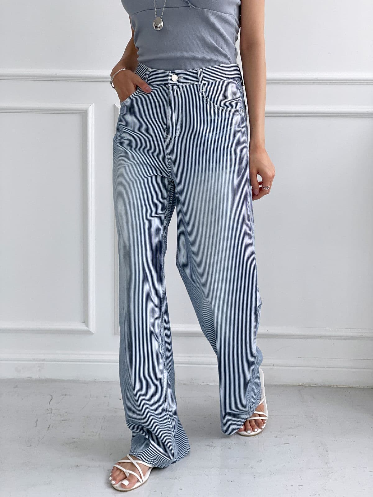 211 Striped Straight Jeans Summer New Arrival Straight Fit - 이미지 2