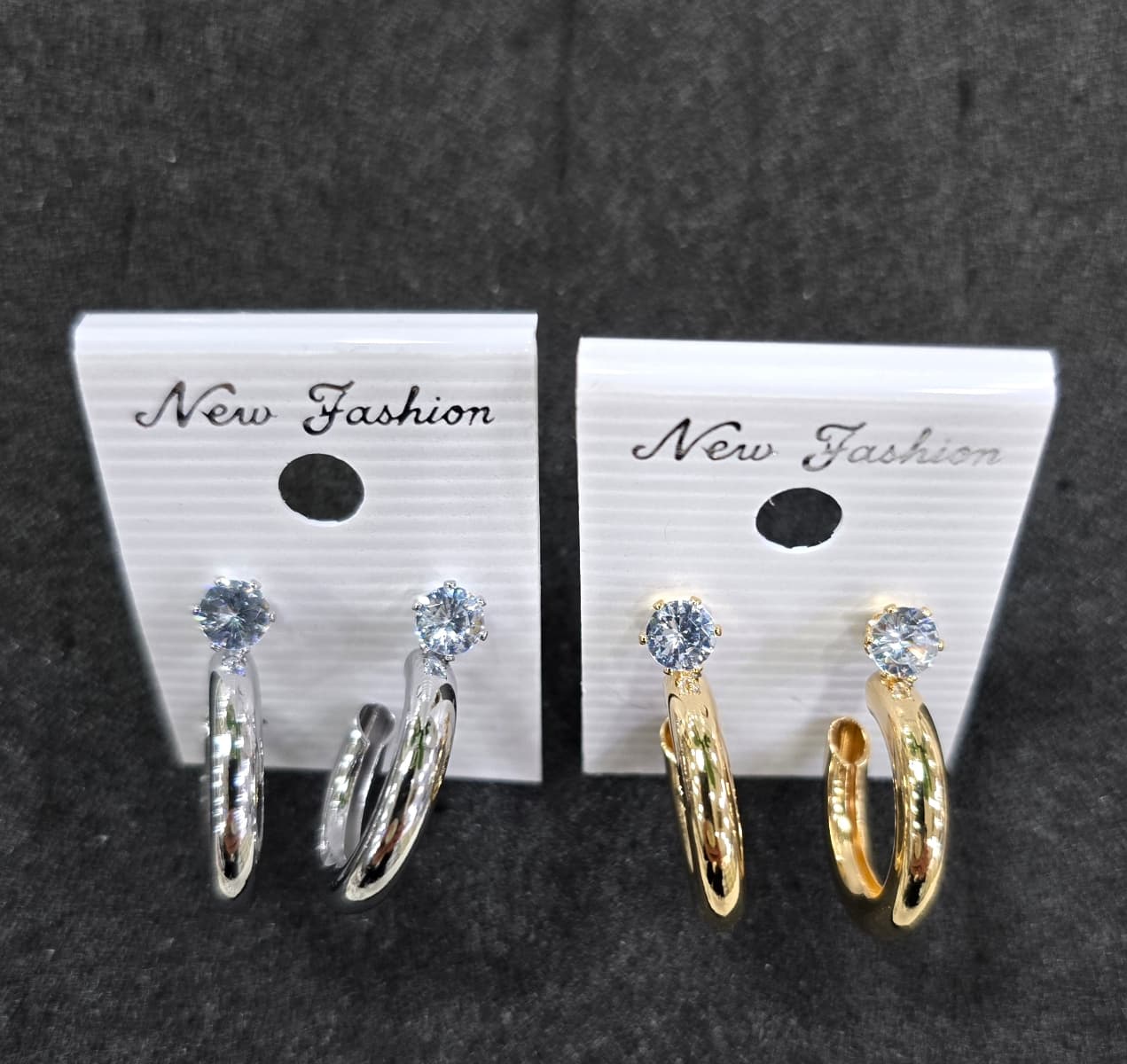 Cubic Point Bold Ring Earrings - 이미지 1