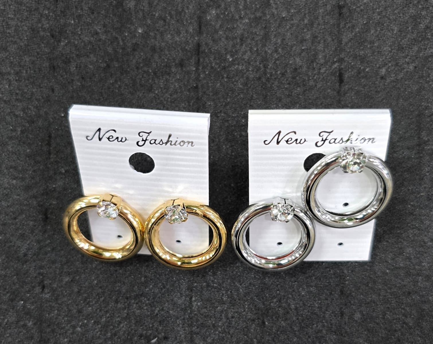 Cubic Point Bold Ring Earrings - 이미지 2