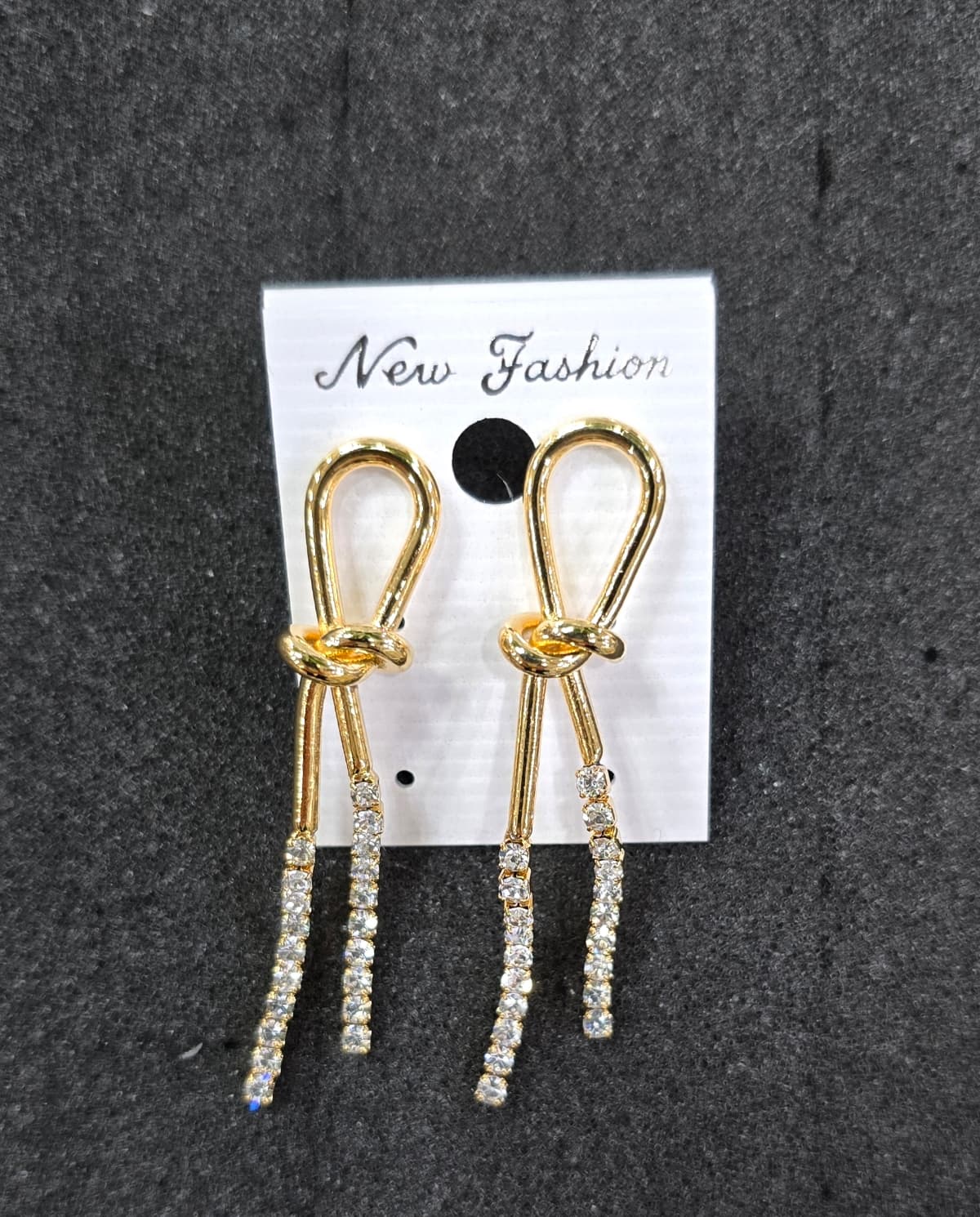 Gold Knot Cubic Drop Earrings - 이미지 1