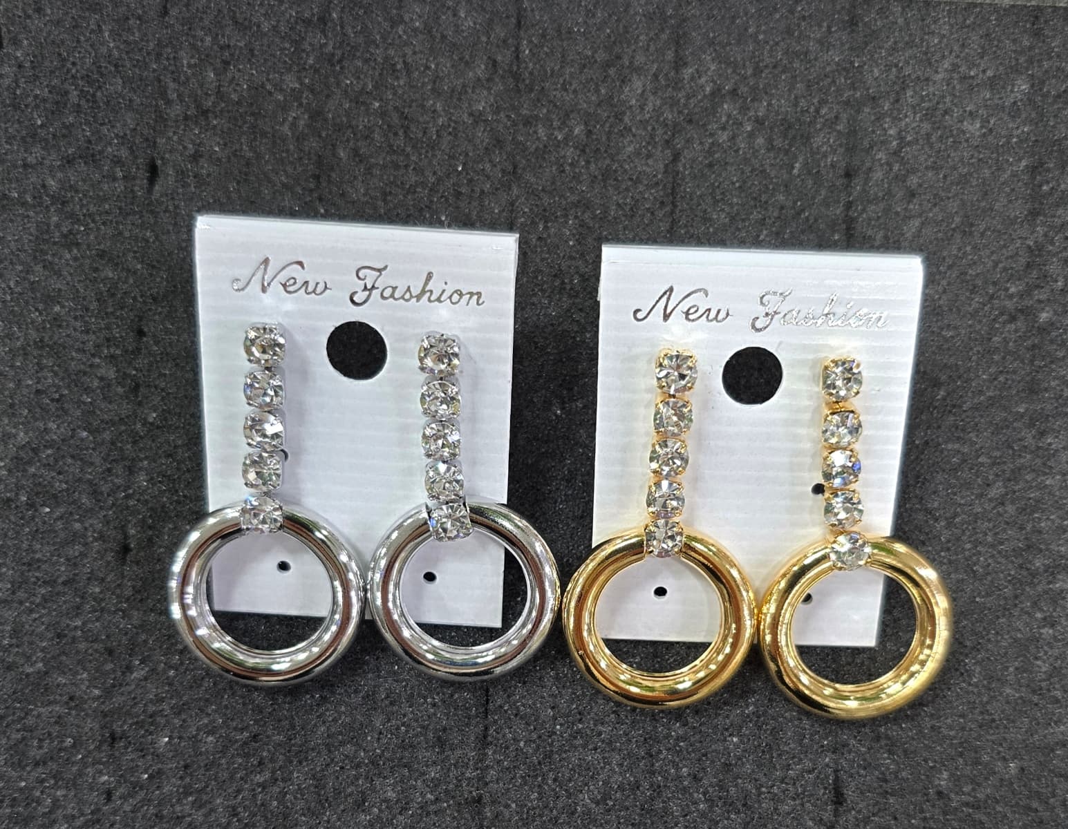 Cubic line ring drop earrings - 이미지 1