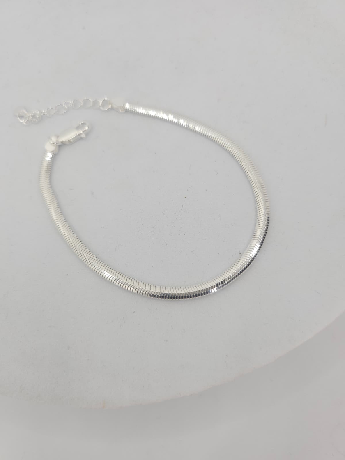 925 Silver 3-Sided Cut New Snake Chain Bracelet - 이미지 2