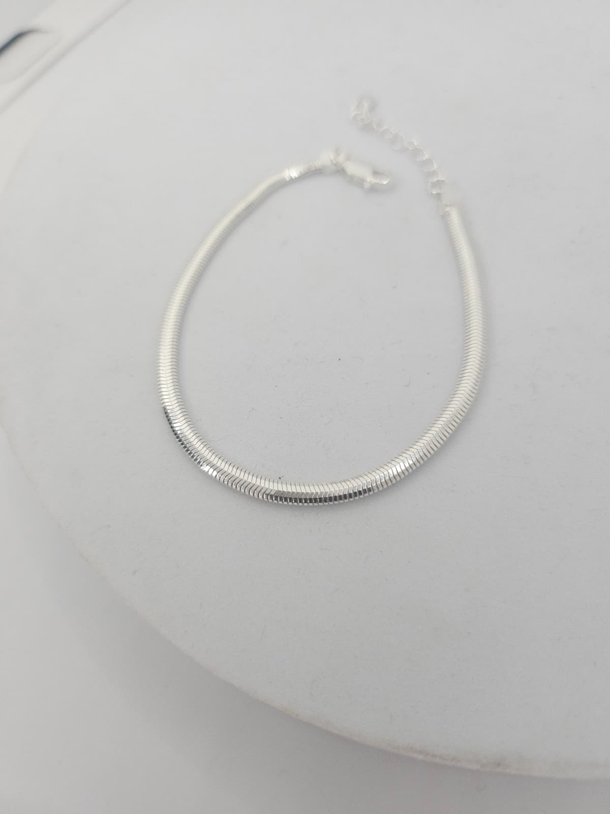 925 Silver 3-Sided Cut New Snake Chain Bracelet - 이미지 3