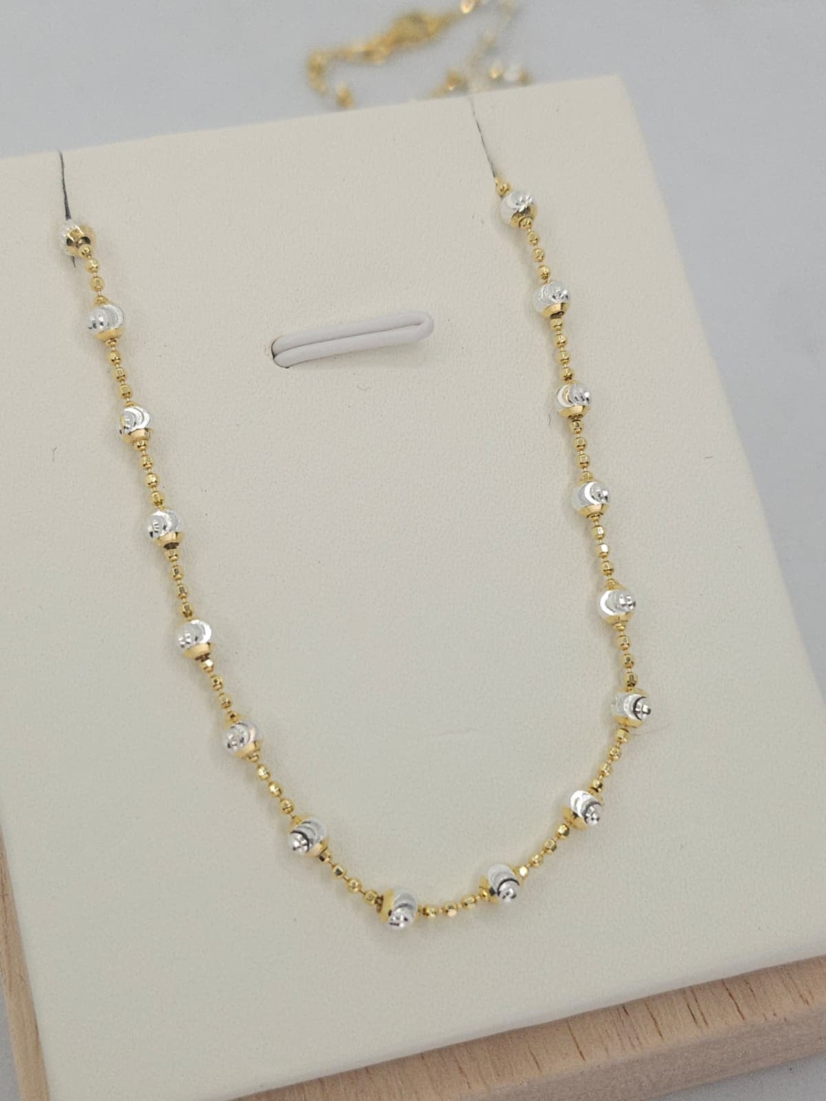 925 Silver Italian Cut Ball Combination Necklace - 이미지 1