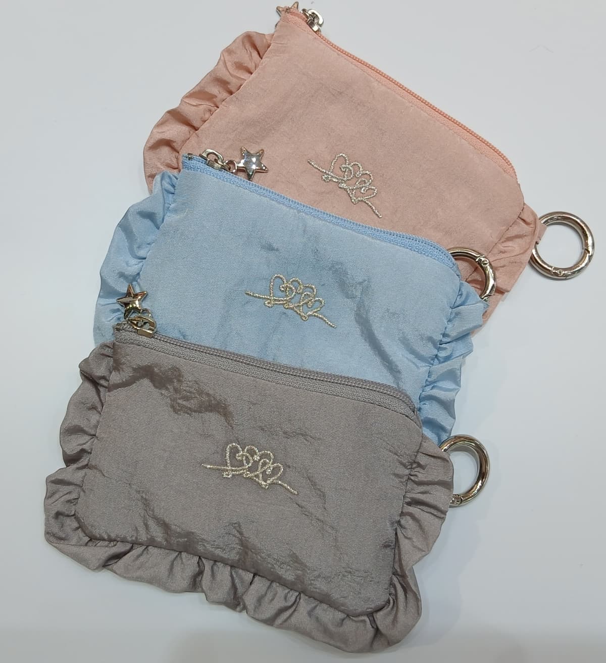 Loving Embroidered Card Wallet - 이미지 1