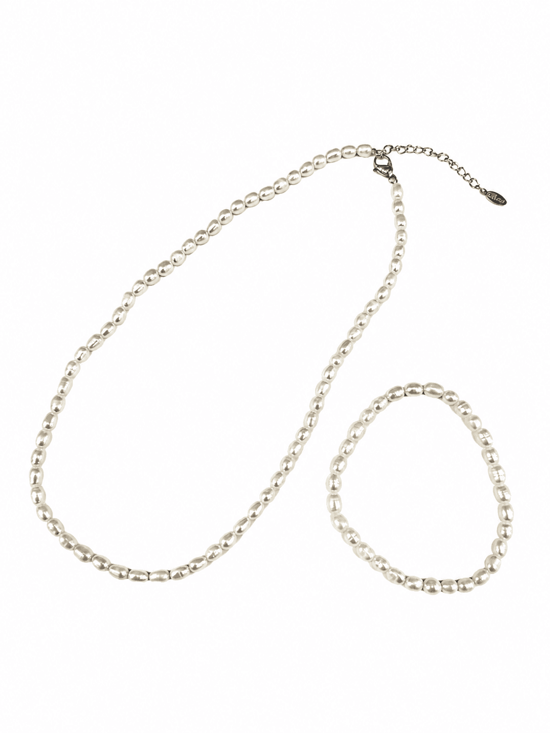 Freshwater Pearl Crystal Bracelet 175mm & Necklace 380mm Set Women's Handmade - 이미지 4