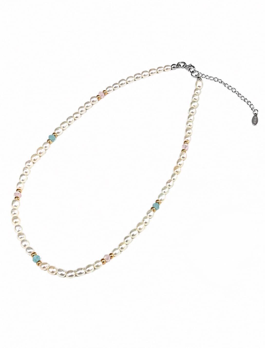 Freshwater Pearl Crystal Bracelet 175mm & Necklace 380mm Set Women's Handmade - 이미지 12