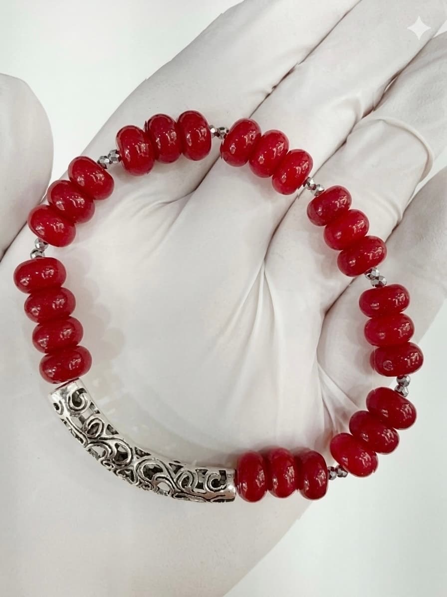 Brass Gemstone Hematite Bracelet 185mm Women's Made in Korea Handmade - 이미지 5
