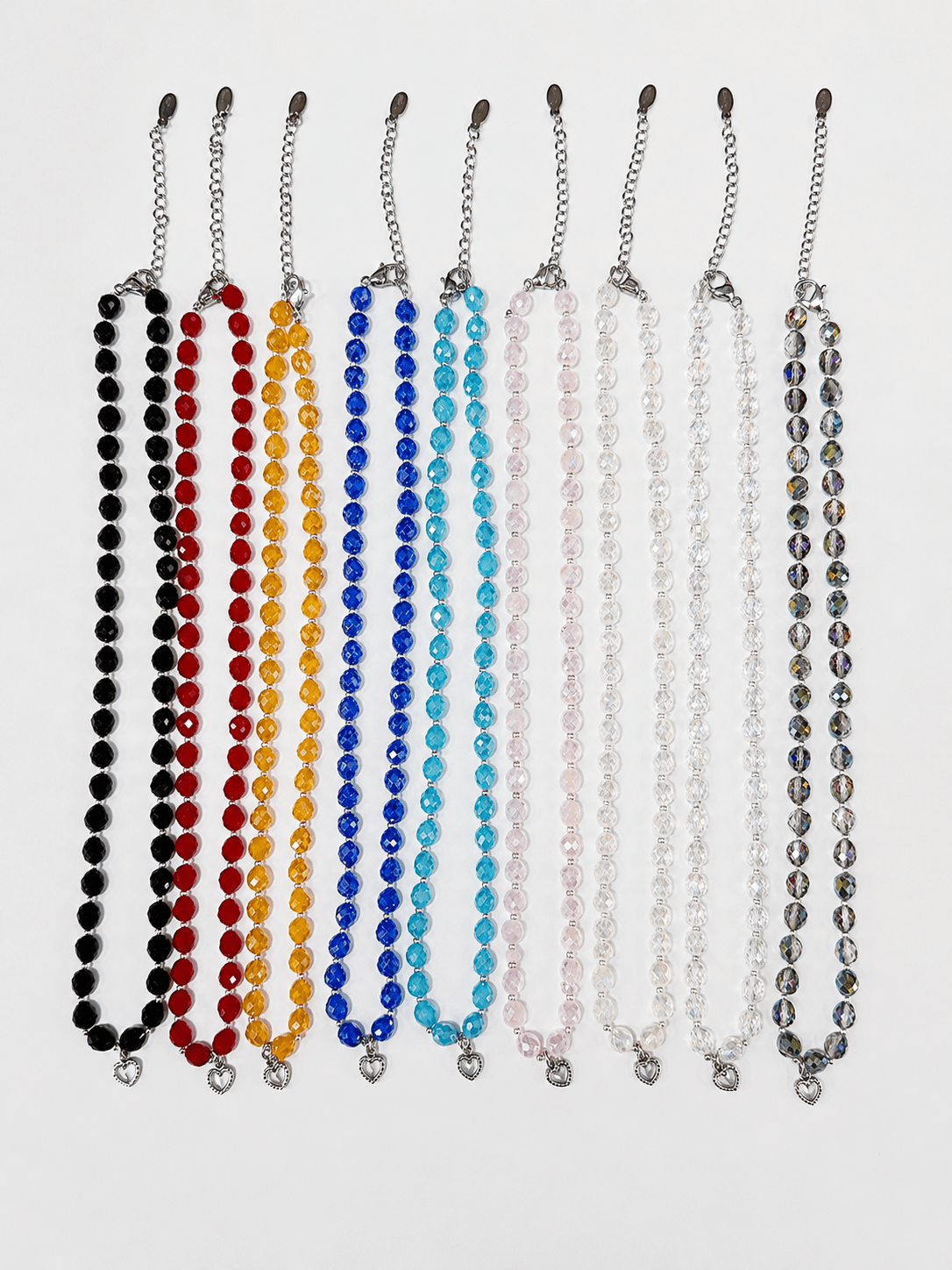 Crystal Cubic Heart Necklace Surgical Steel 38cm Women's Made in Korea Handmade - 이미지 2