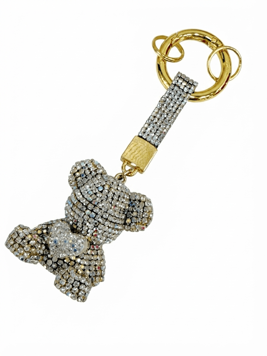 Handmade Teddy Bear Cubic Keyring, Handbag Point, Fashion Bag Charm, Keyholder - 이미지 3