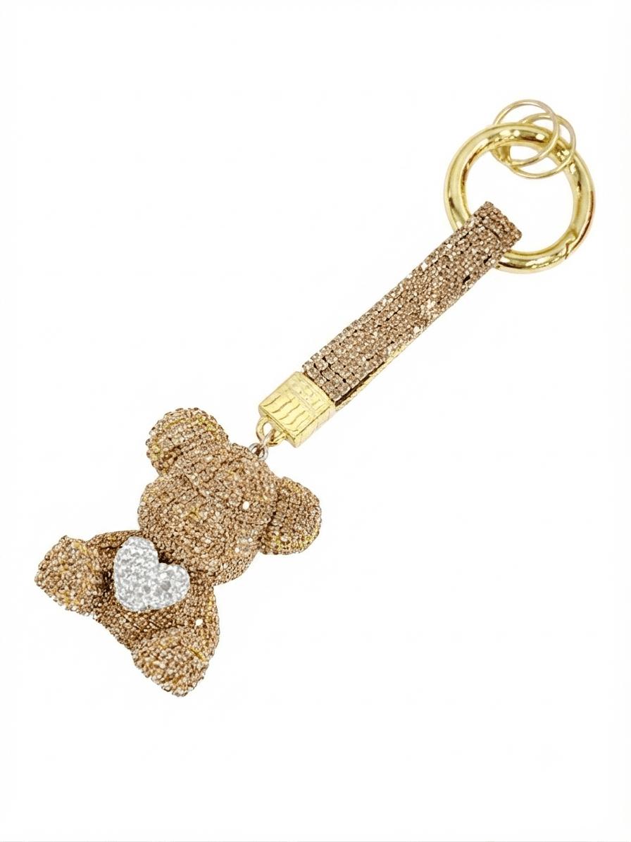 Handmade Teddy Bear Cubic Keyring, Handbag Point, Fashion Bag Charm, Keyholder - 이미지 4
